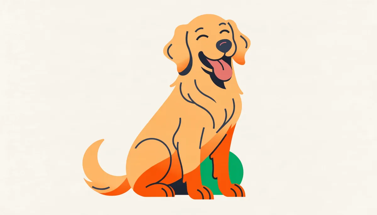 Cão da raça Golden Retriever de pelagem dourada sentado na grama