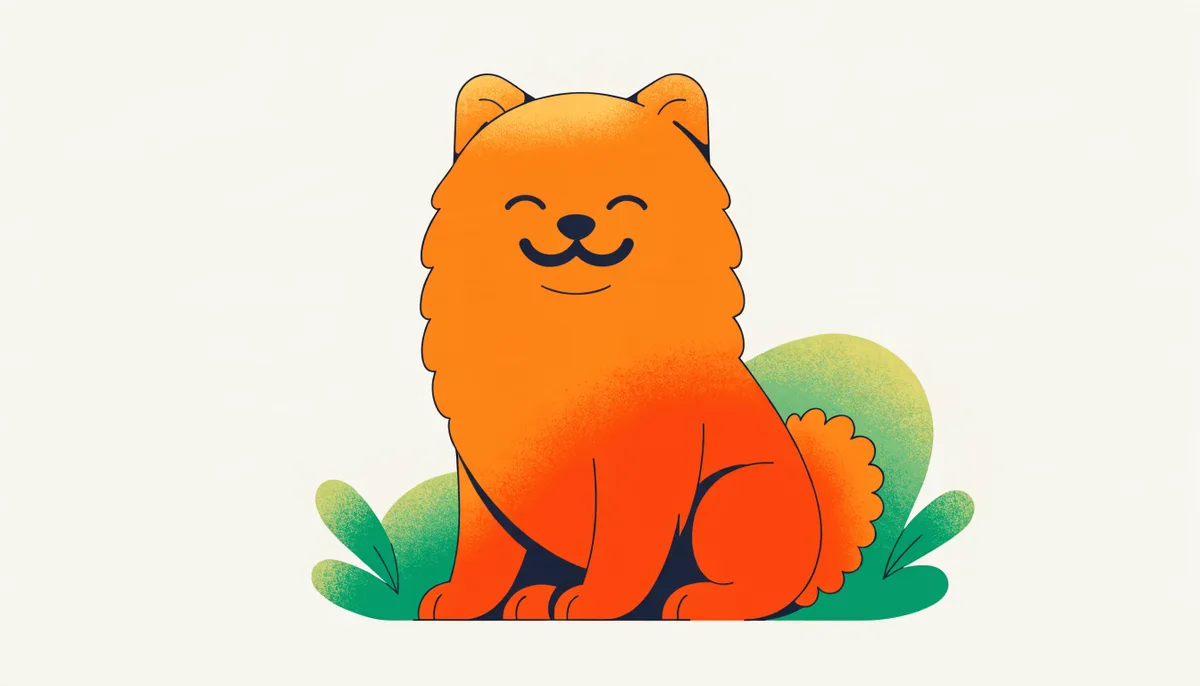 Cachorro da raça Spitz Alemão anão, o Lulu da Pomerânia, laranja e fofo sorrindo