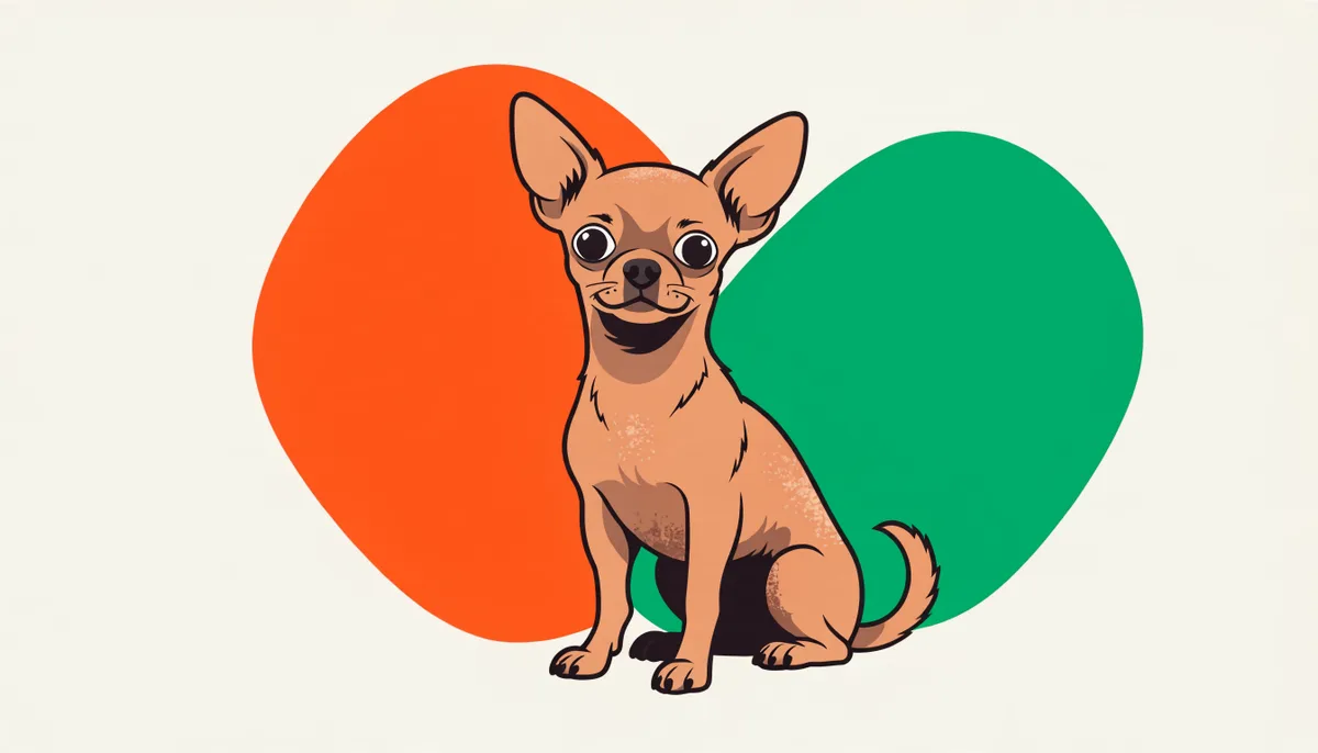 Cão da raça Chihuahua de pelagem fulva, com orelhas grandes e pontudas e olhos redondos, sentado.