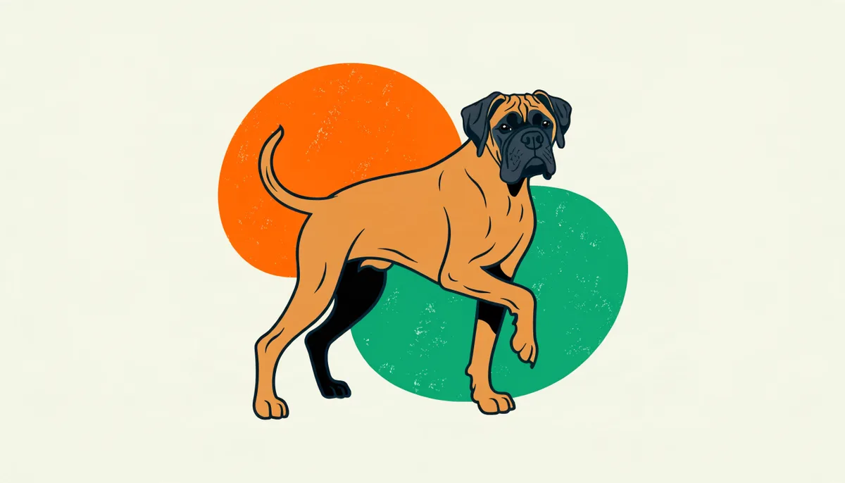 Cão da raça Boxer de pelagem fulva com máscara preta, musculoso e atento