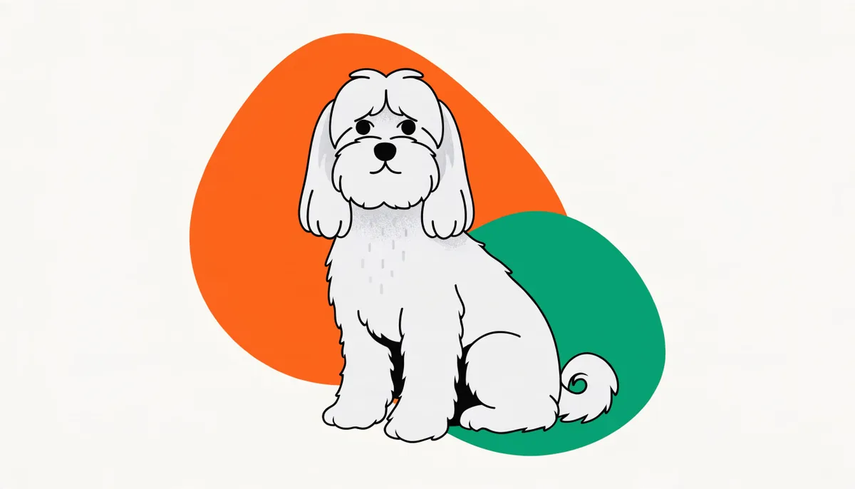 Cão da raça Maltês de pelagem longa, lisa e branca