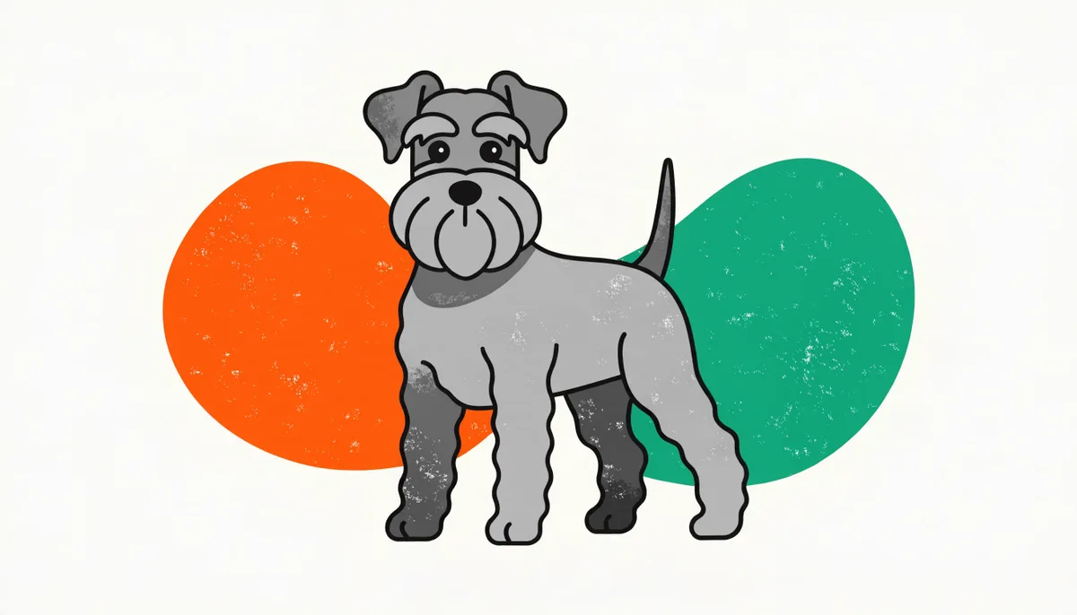 Cachorro da raça Schnauzer Miniatura sal e pimenta com barba e sobrancelhas fartas