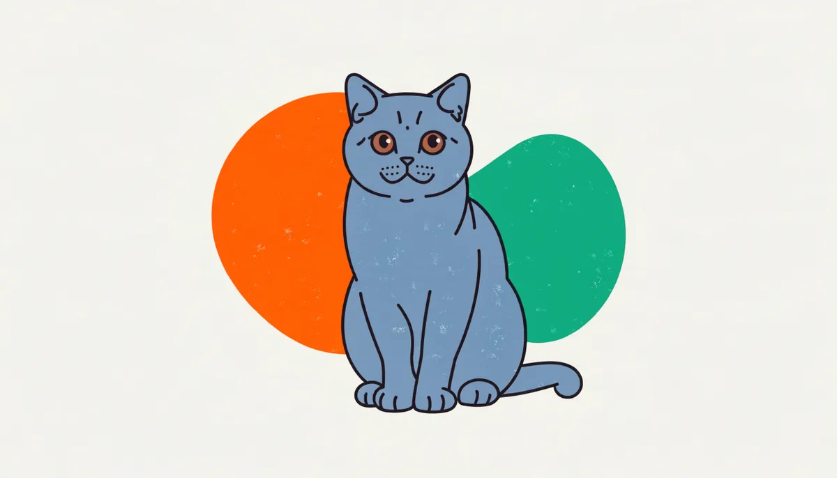Gato da raça Scottish Fold com as orelhas dobradas para a frente e rosto redondo, em pelagem cinza