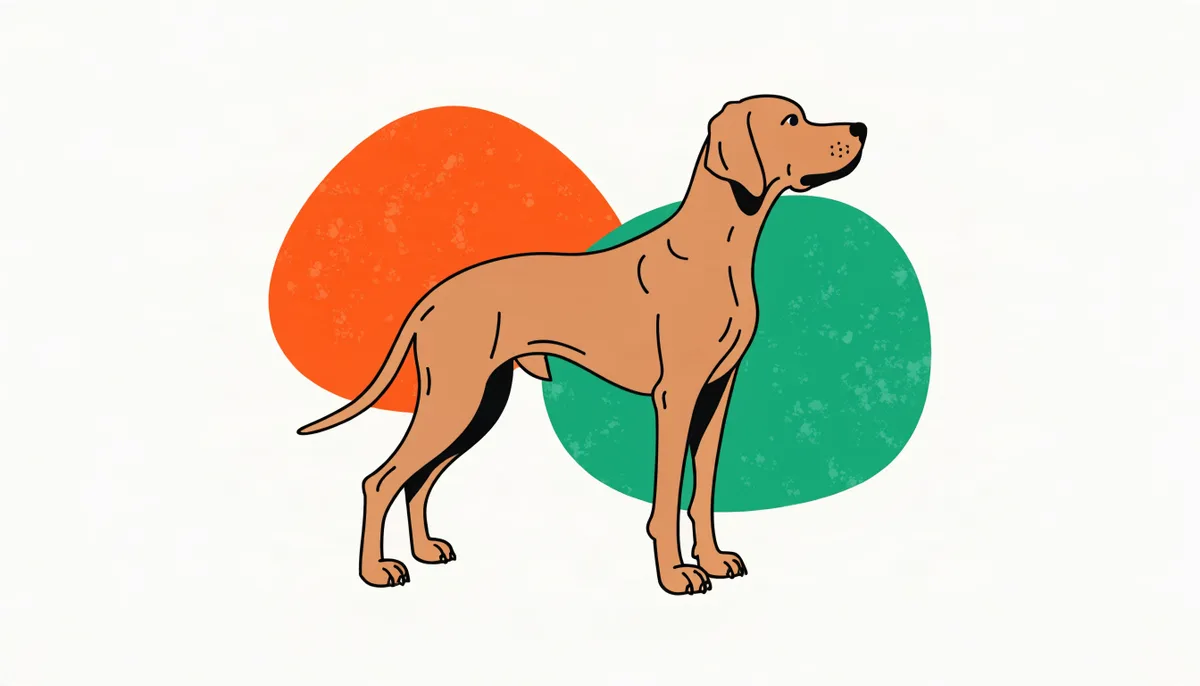 Cão Vizsla de pelagem curta dourada acobreada, porte médio e corpo atlético de pointer