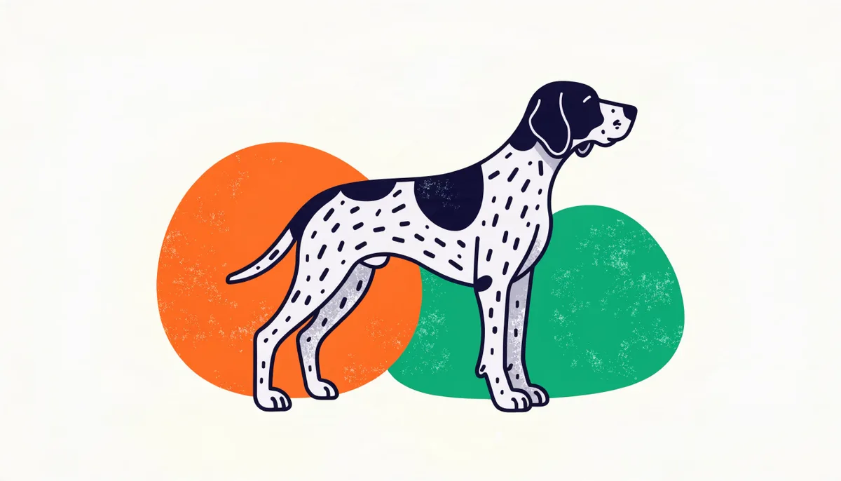 Braco Alemão (German Shorthaired Pointer) de porte grande e musculatura atlética, com pelagem marrom-fígado pintada de branco.