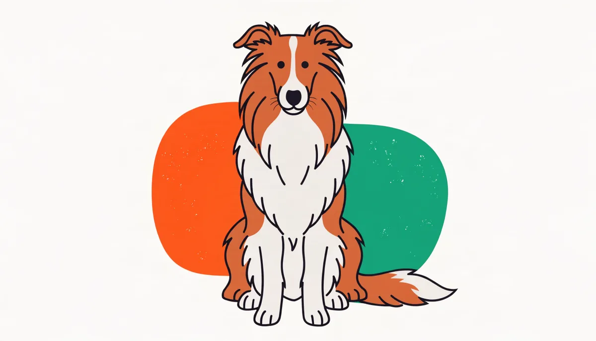 Cão da raça Collie de pelo longo sable e branco, com juba farta e focinho fino, tipo Lassie