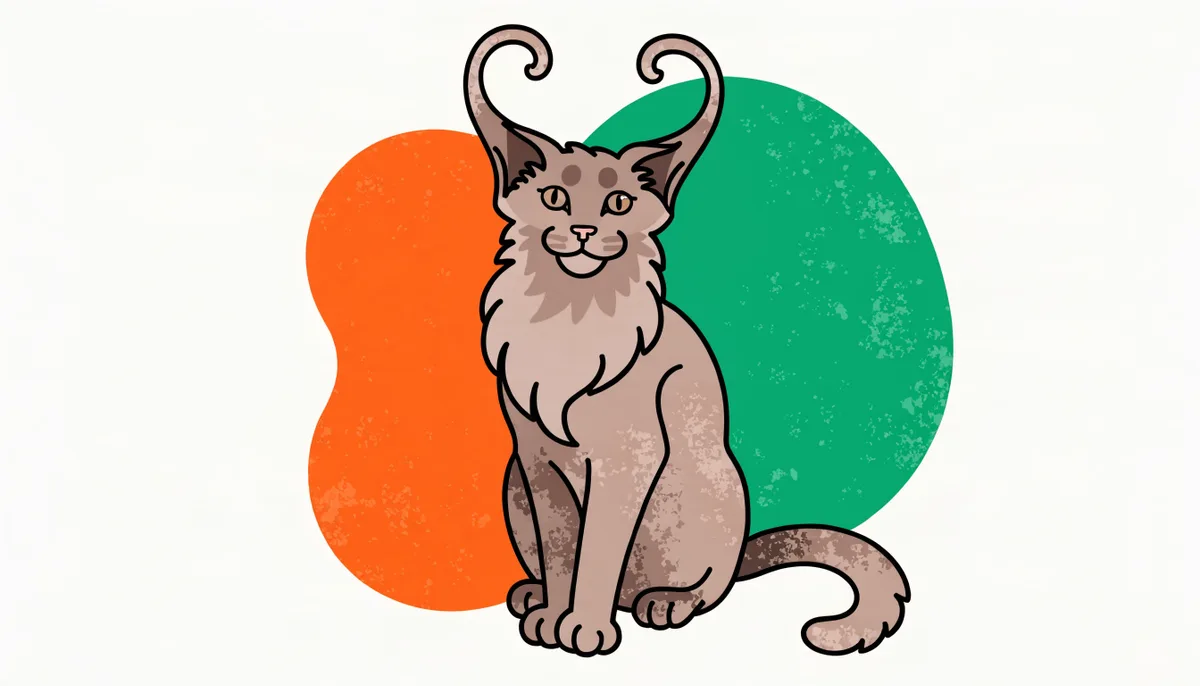 Gato American Curl com orelhas curvadas para trás e expressão alerta e simpática