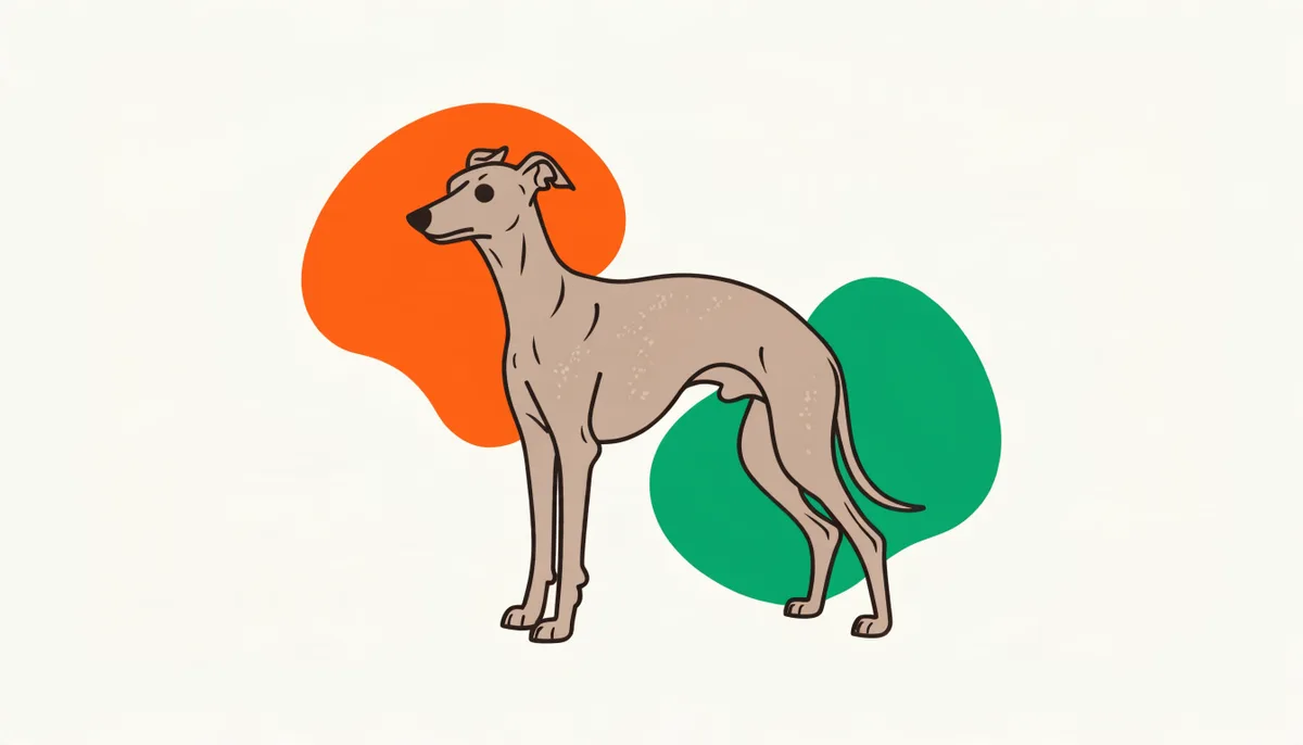 Galgo Italiano esguio e elegante, o menor dos galgos, em pé sobre patas finas
