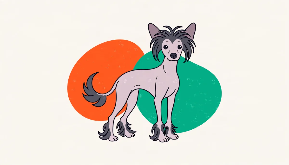 Cão da raça Cão de Crista Chinês da variedade sem pelo com crista na cabeça