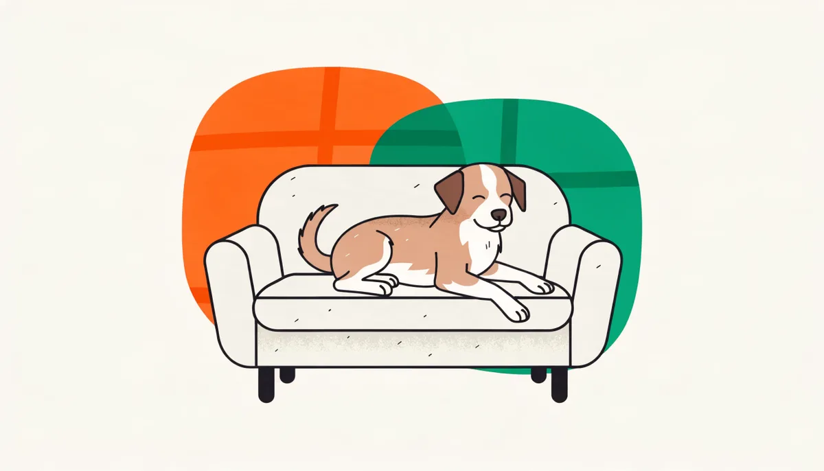 Cachorro de pequeno porte relaxando tranquilo dentro de um apartamento moderno e aconchegante