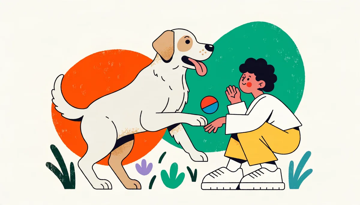 Labrador dócil brincando com uma criança no jardim de casa em uma cena afetuosa
