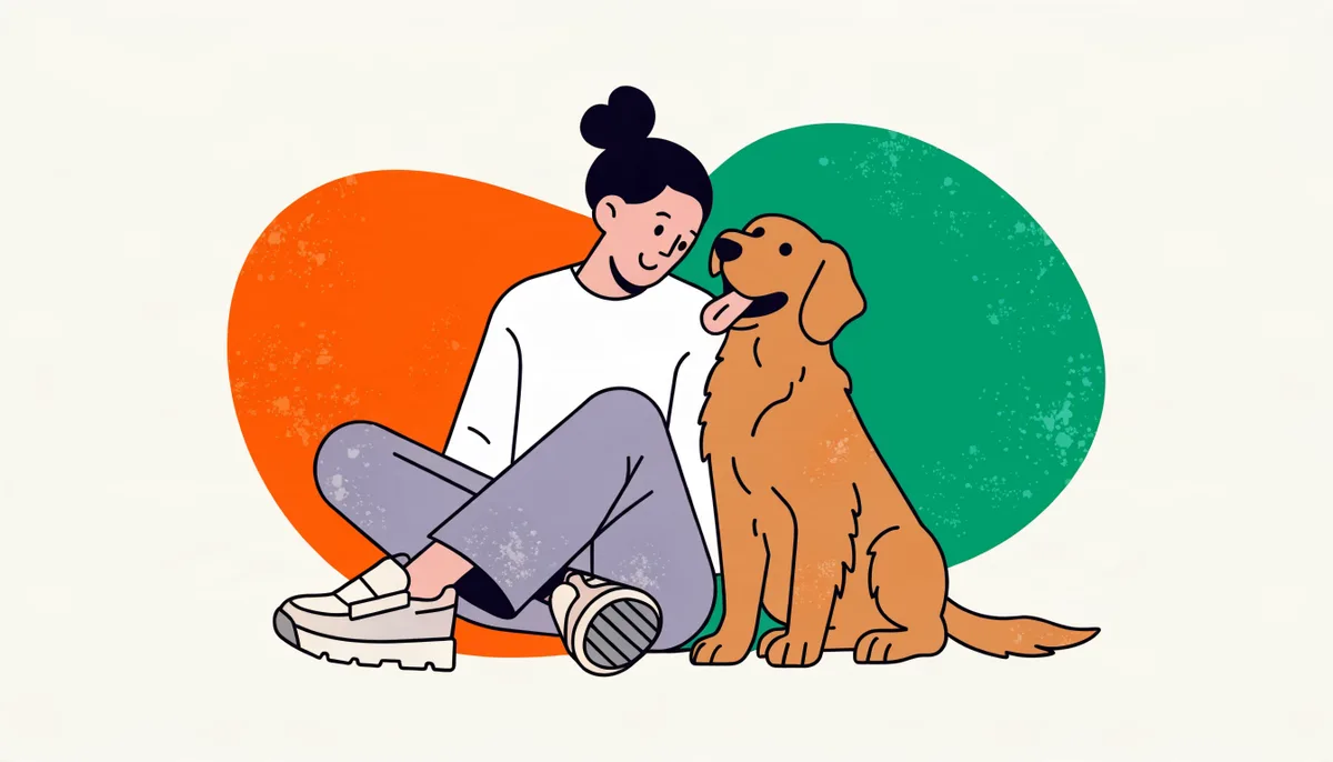 Filhote de Golden Retriever ao lado do novo tutor, ideal para iniciantes