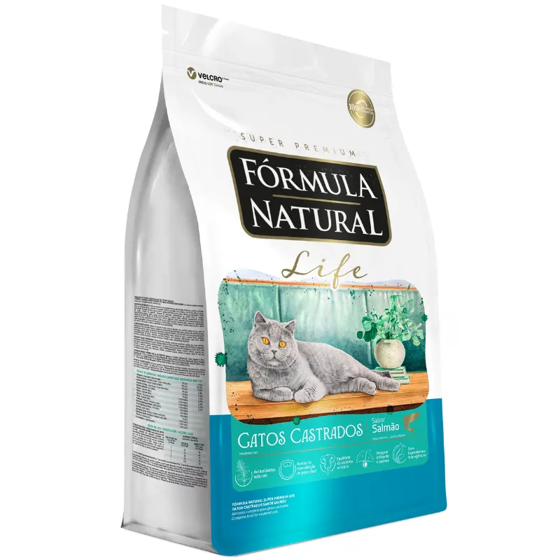 Ração Fórmula Natural Life Gatos Castrados Sabor Salmão