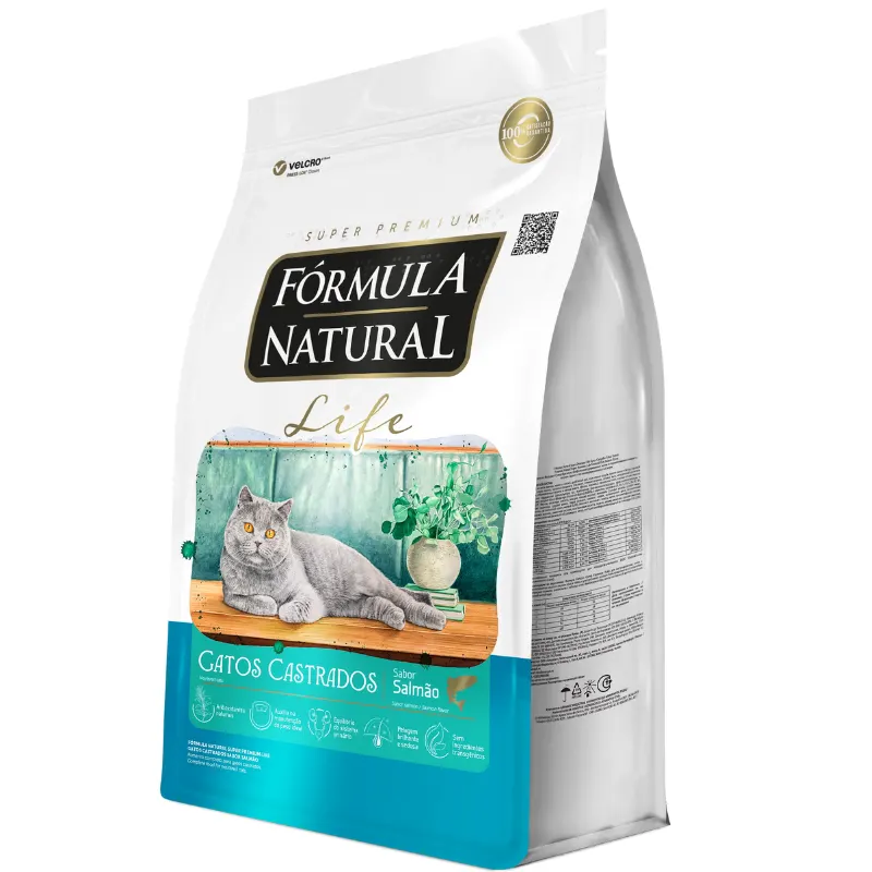 Ração Fórmula Natural Life Gatos Castrados Sabor Salmão