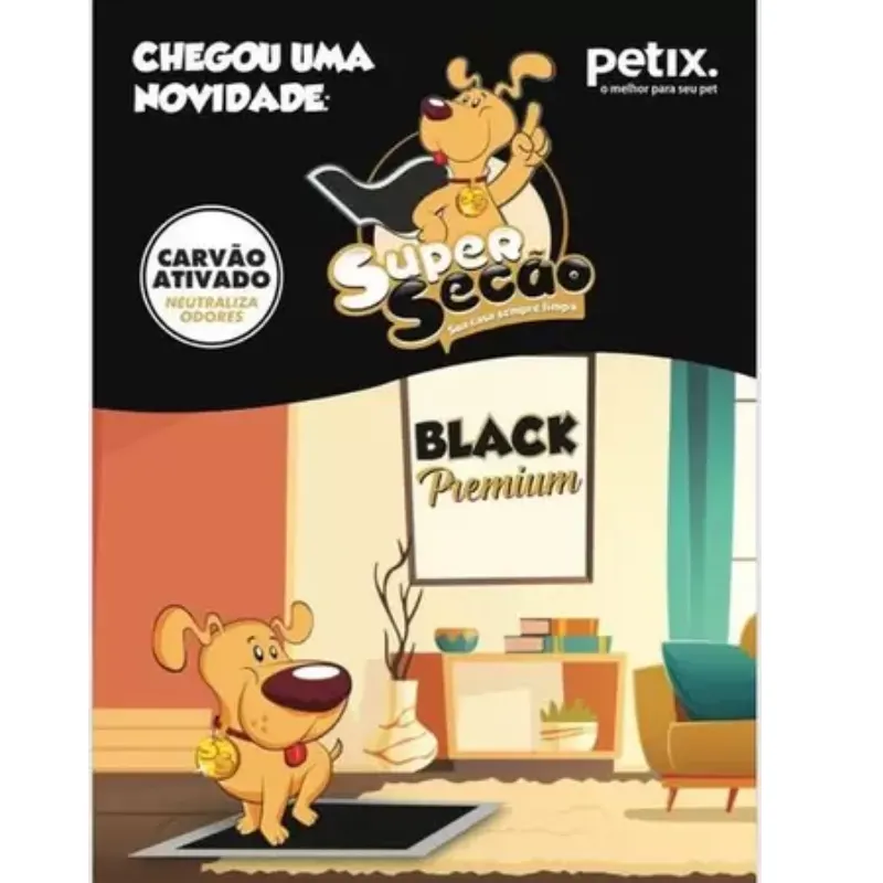 Tapete Higiênico Super Secão BLACK Premium para Cães 30 Unidades