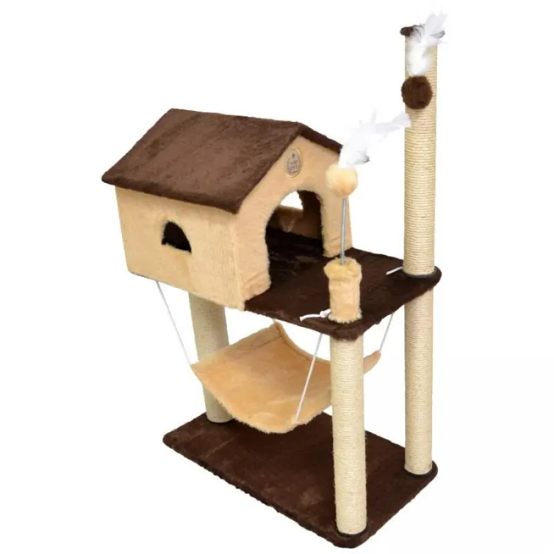 Arranhador House Pelúcia São Pet Cor Marrom e Bege