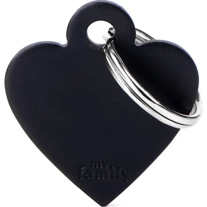 Medalha My Family Id Basic Aluminum Coração Preto P