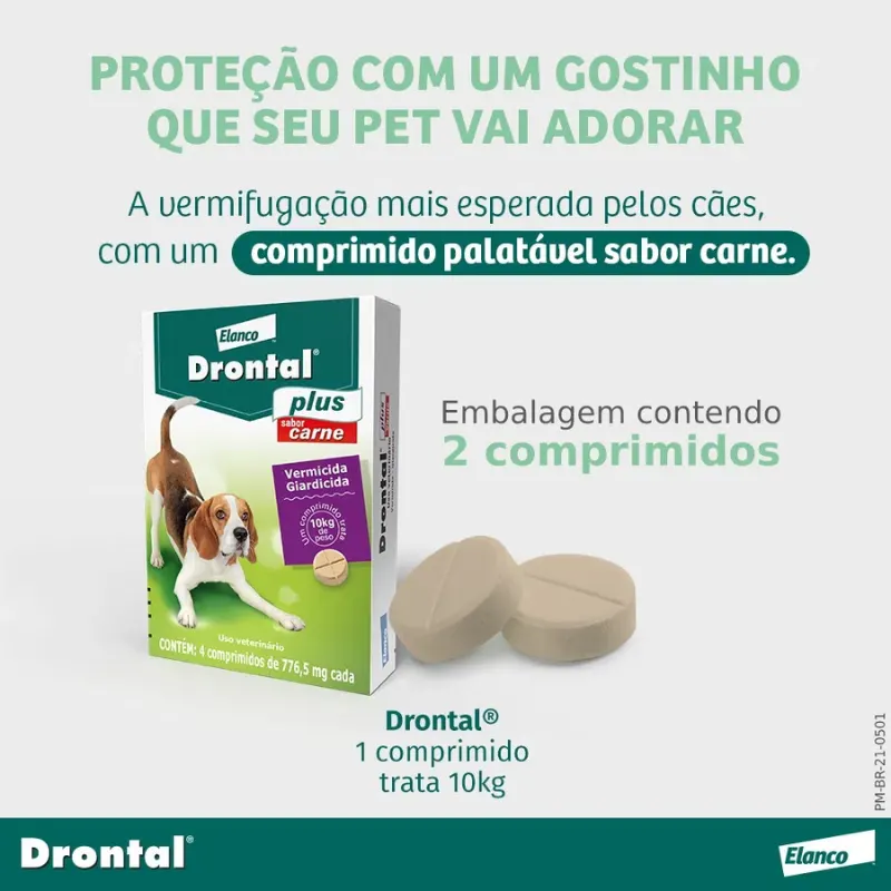 Drontal Plus para Cães até 10 kg com 4 Comprimidos