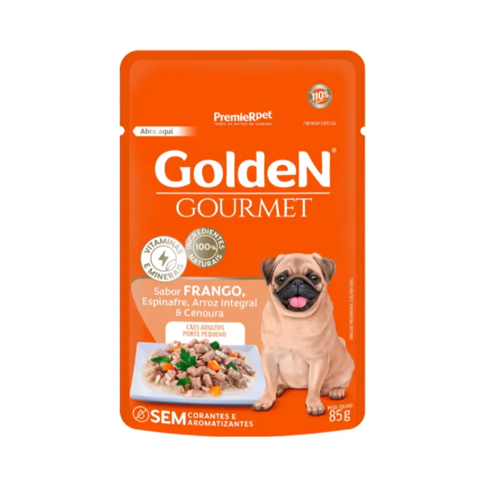 Ração Úmida Golden Gourmet Cães Adultos Pequeno Frango 85g