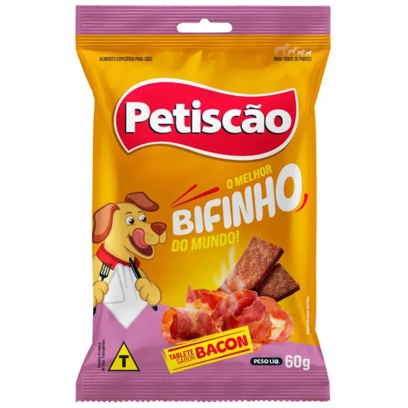 Petiscão Tablete Bifinho Mastigável Bacon 60 g