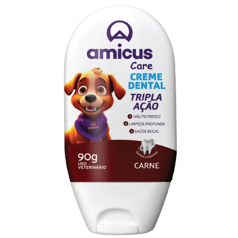 Amicus Care Creme Dental Tripla Ação Sabor Carne 90 g