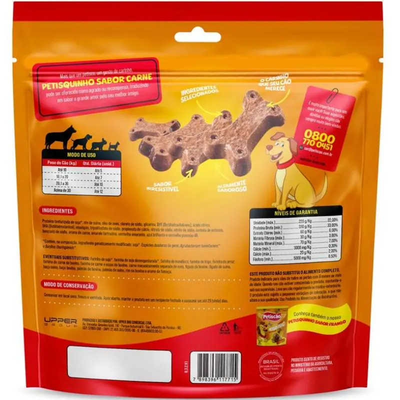 Petisco Petiscão Petisquinho Mastigável Carne 1 Kg