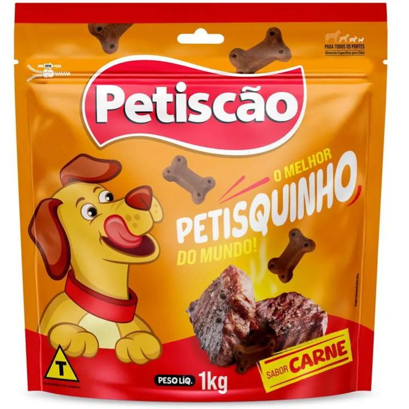 Petisco Petiscão Petisquinho Mastigável Carne 1 Kg
