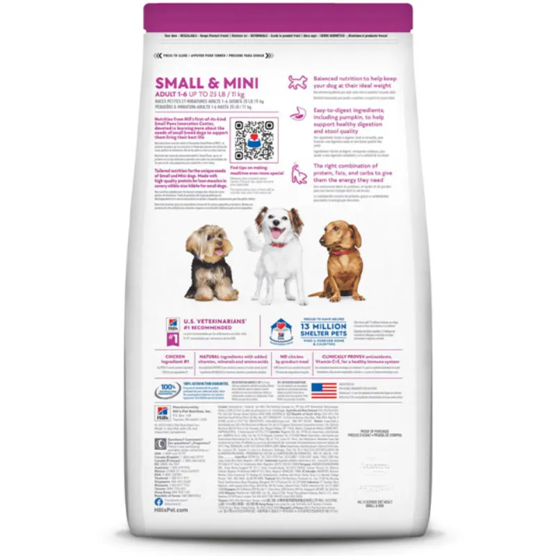 Ração Hills Science Diet Pequenos e Mini para Cães Adultos Sabor Frango 2,04 KG