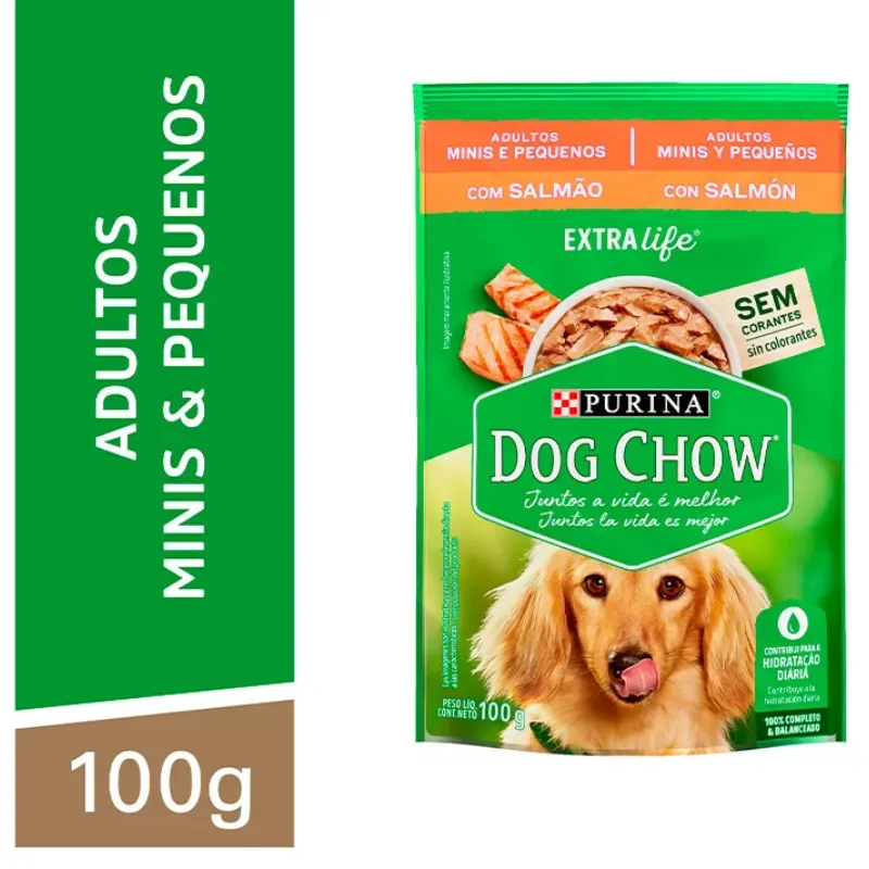 Dog Chow Sachê P/ Cães Adultos Raças Peq. Sabor Salmão 100 g