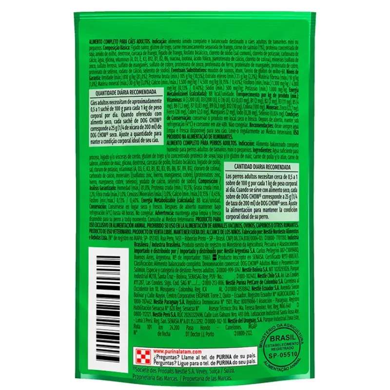 Dog Chow Sachê P/ Cães Adultos Raças Peq. Sabor Salmão 100 g