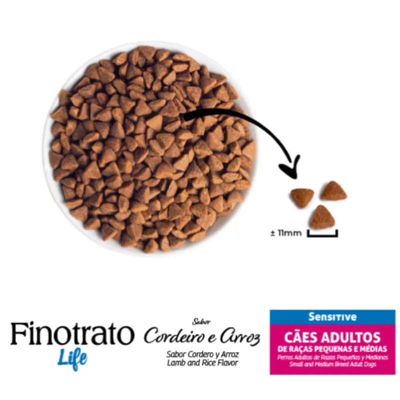 Finotrato Life Sensitive Cordeiro e Arroz Cães Adultos de Raças Pequenas e Médias