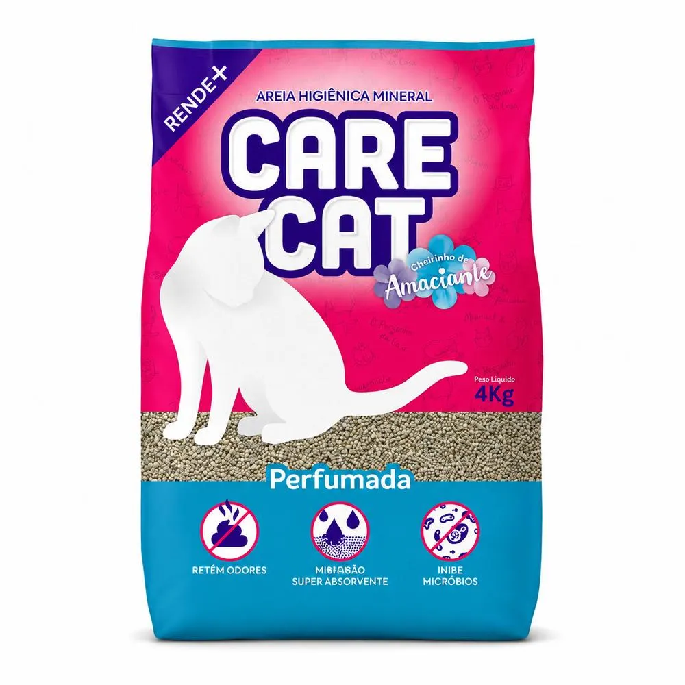 Areia Higiênica CareCat Perfumada Cheirinho de Amaciante 4 kg