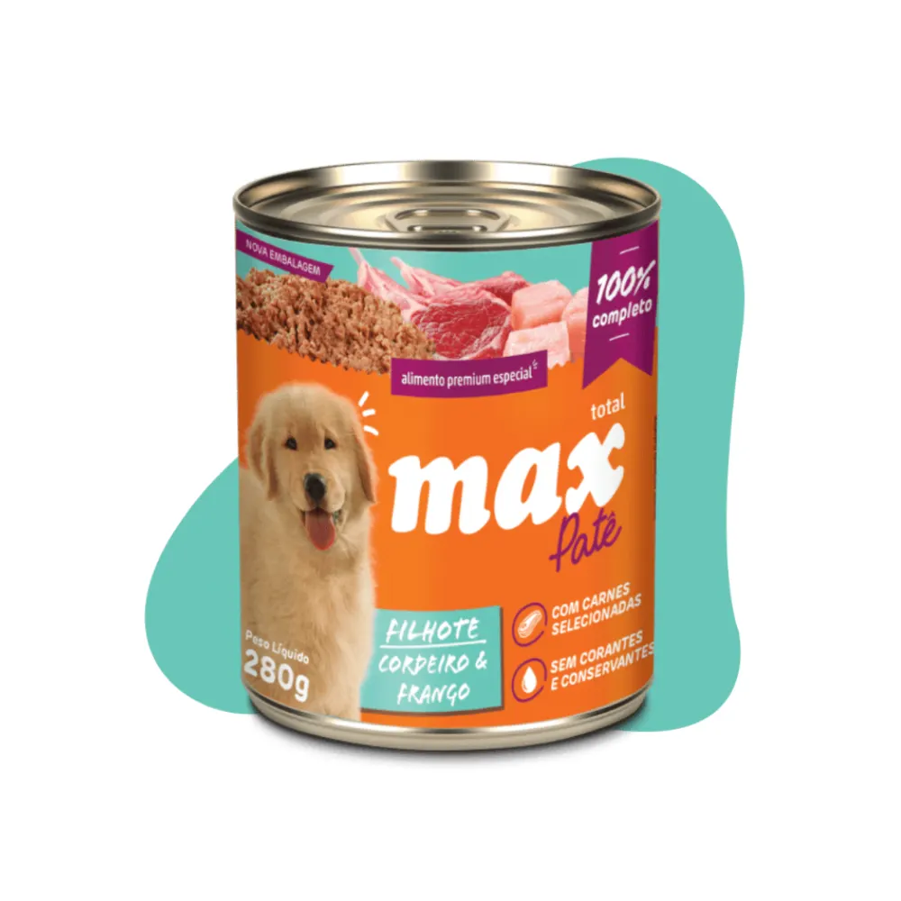 Ração úmida Patê Max Cães Filhotes Cordeiro Frango 280g