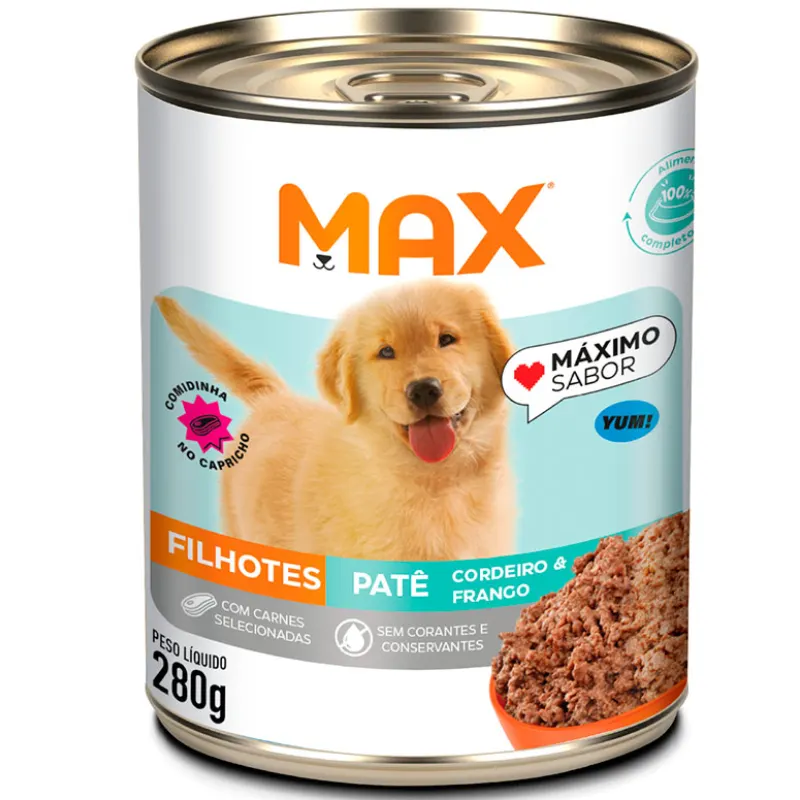 Ração úmida Patê Max Cães Filhotes Cordeiro Frango 280g