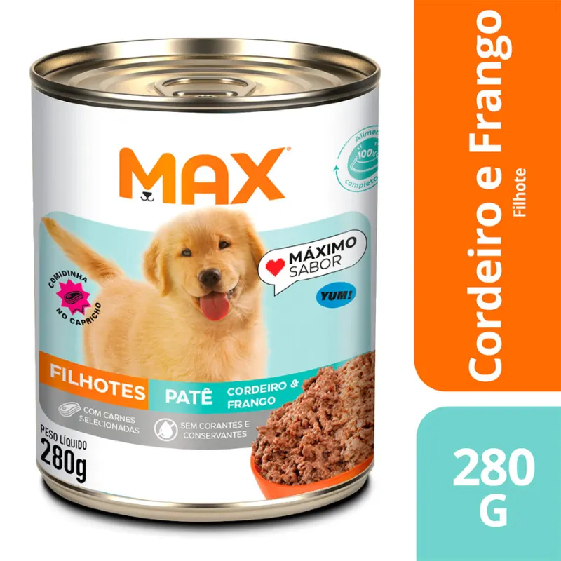 Ração úmida Patê Max Cães Filhotes Cordeiro Frango 280g