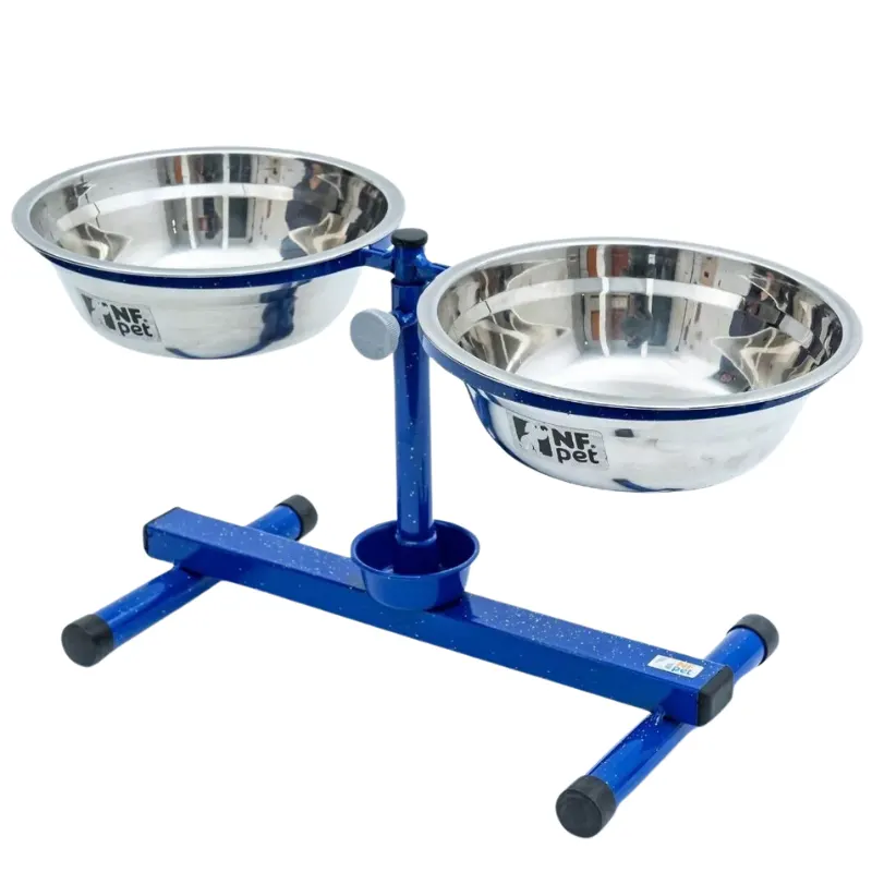 Comedouro NF Pet Premium Antiformiga Inox Médio Azul 2,4 L