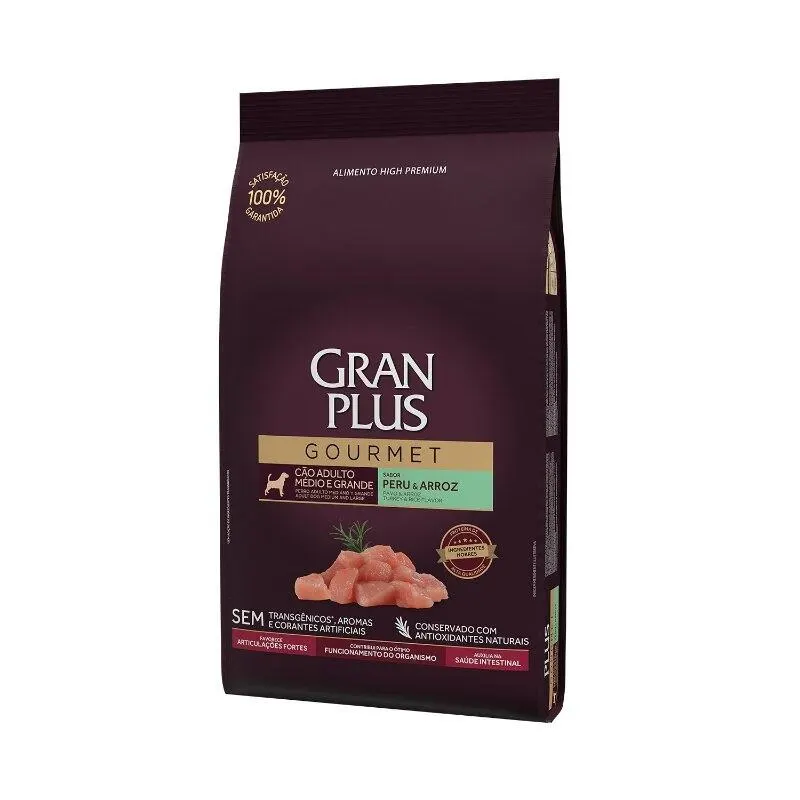 Ração GranPlus Cão Gourmet Adulto MG Peru e Arroz 10,1kg