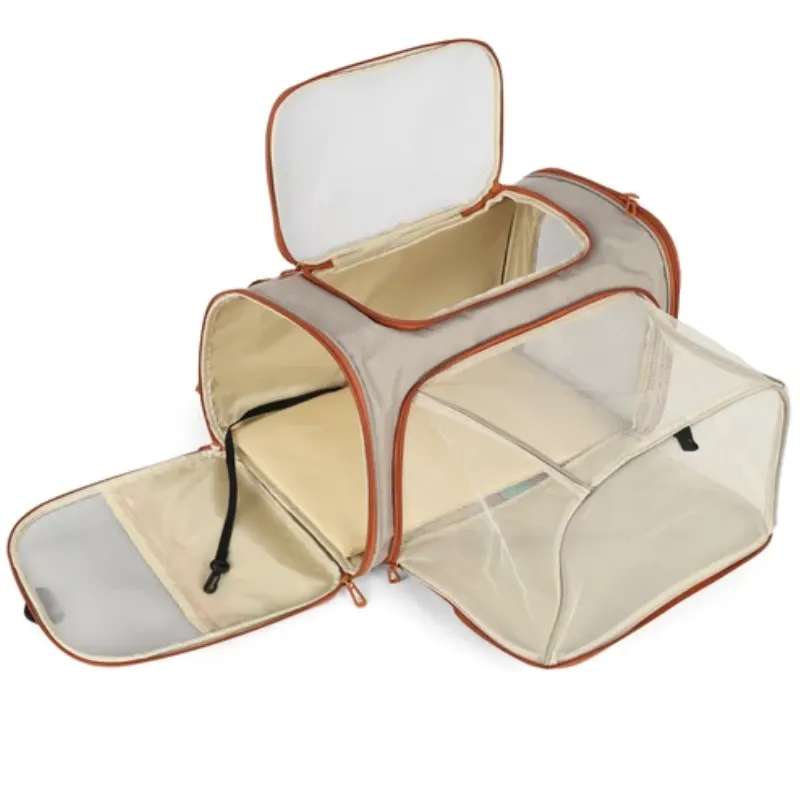 Bolsa de Transporte Up4You para Cães e Gatos Bege Transversal Expansível