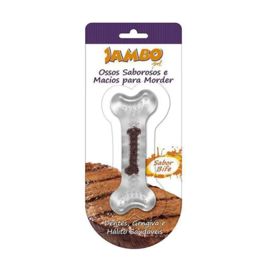 Osso Silicone Boninho Pequeno Bife para Cães- Pequeno