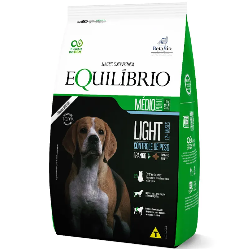 Ração Equilíbrio Light para Cães Adultos Porte Médio Sabor Frango