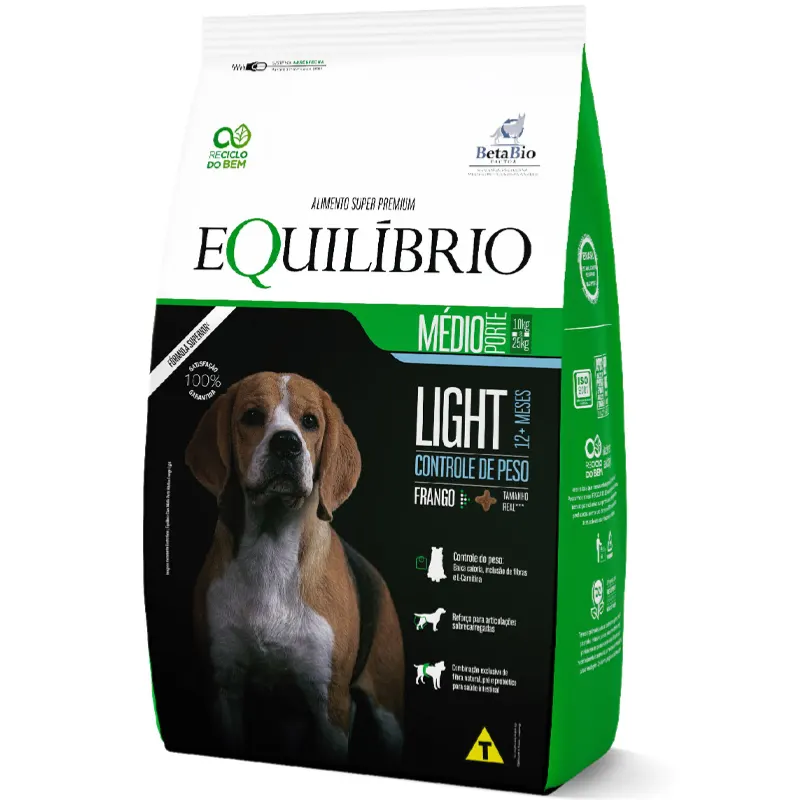 Ração Equilíbrio Light para Cães Adultos Porte Médio Sabor Frango