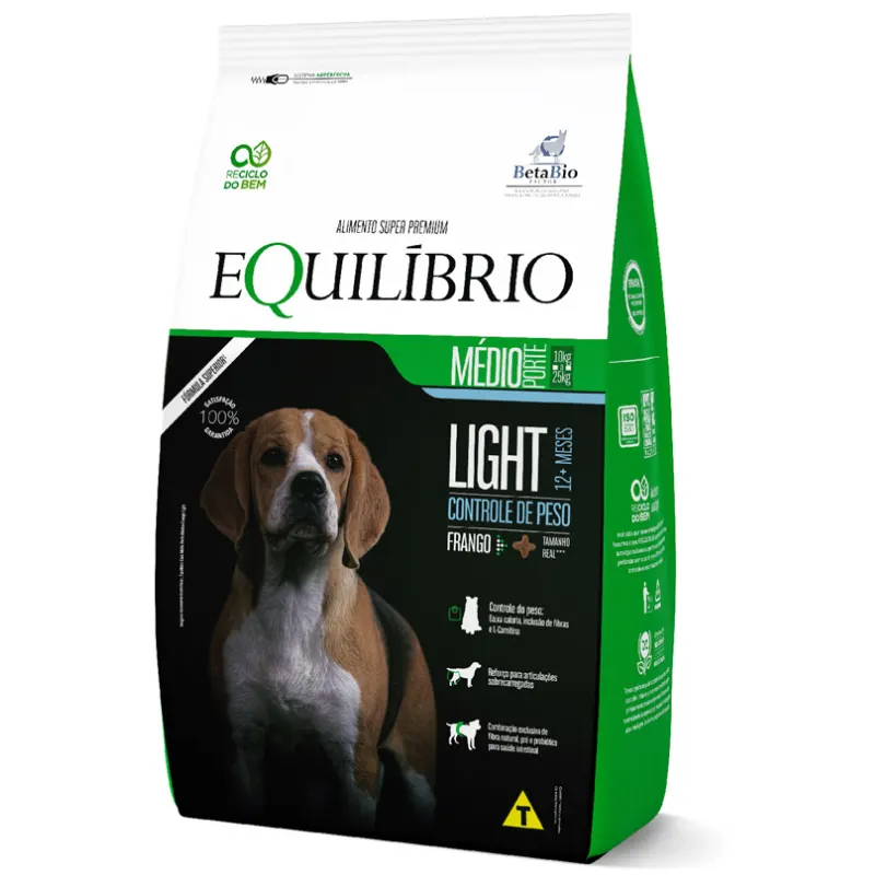Ração Equilíbrio Light para Cães Adultos Porte Médio Sabor Frango
