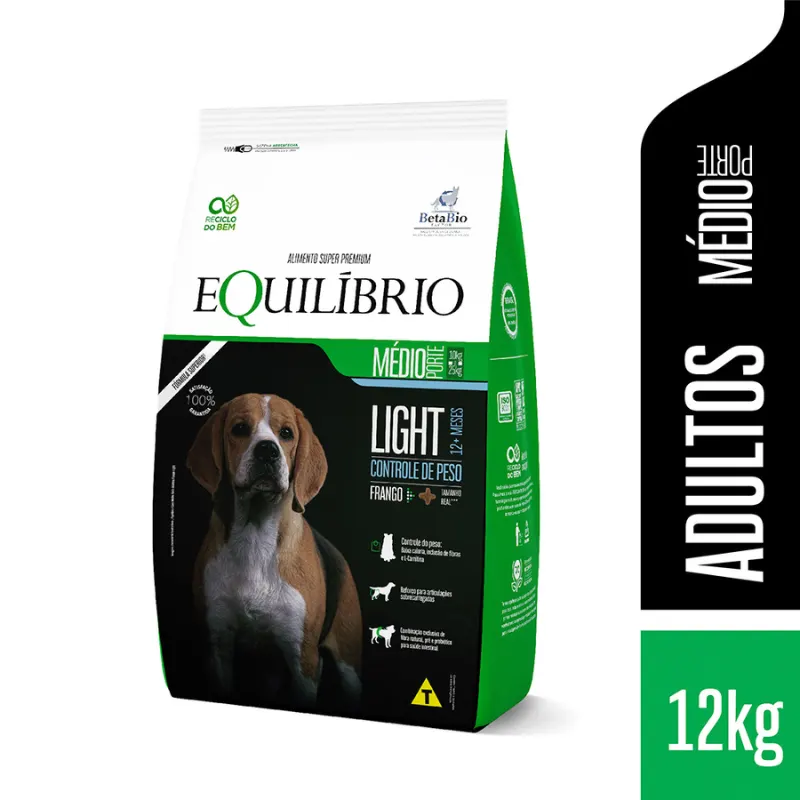 Ração Equilíbrio Light para Cães Adultos Porte Médio Sabor Frango