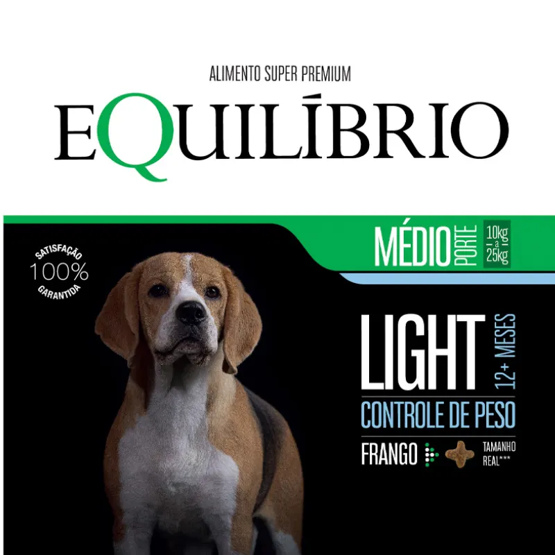 Ração Equilíbrio Light para Cães Adultos Porte Médio Sabor Frango