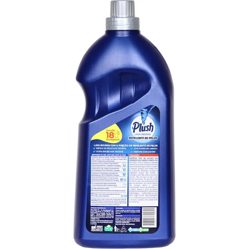 Plush Lava Roupas Liquido Repelente de Pelos 1,5 L