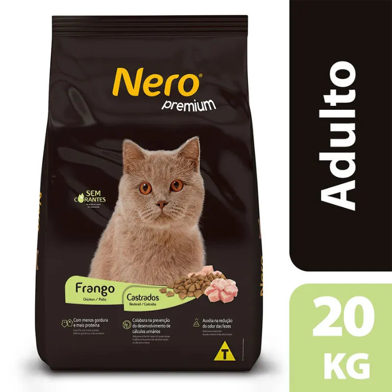 Ração Nero Cat Premium Castrado Frango 20 Kg