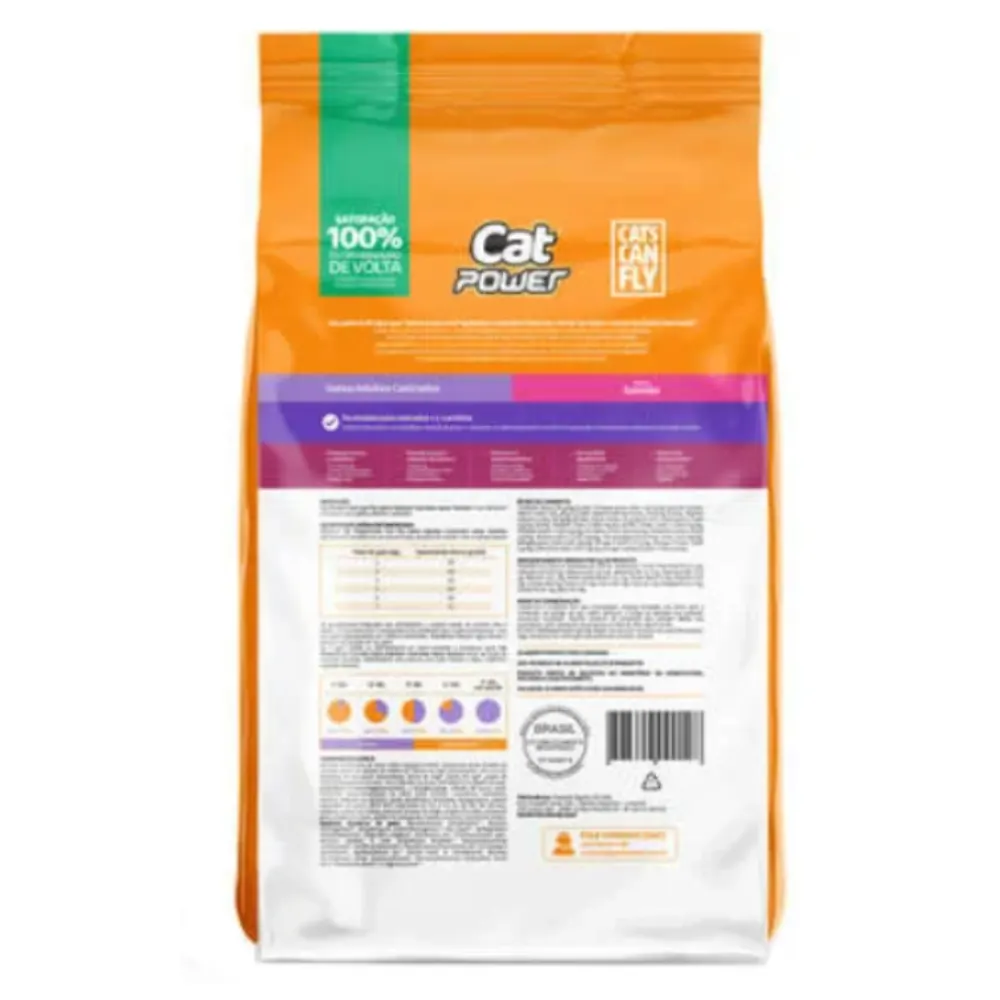 Ração Cat Power Can Fly Para Gato Adulto Castrado Salmão 3Kg