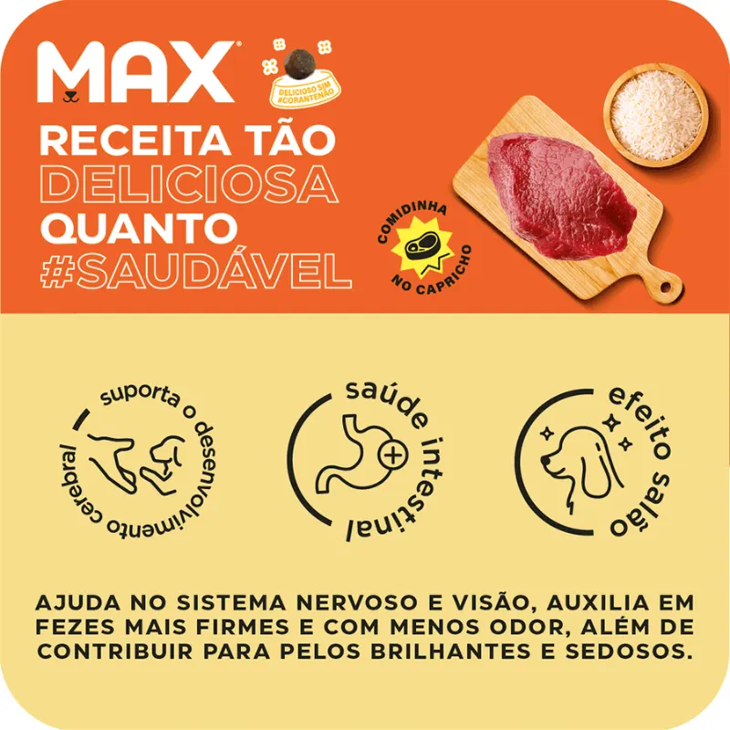 Ração Seca Max Carne Arroz Cães Filhotes Médio Grande