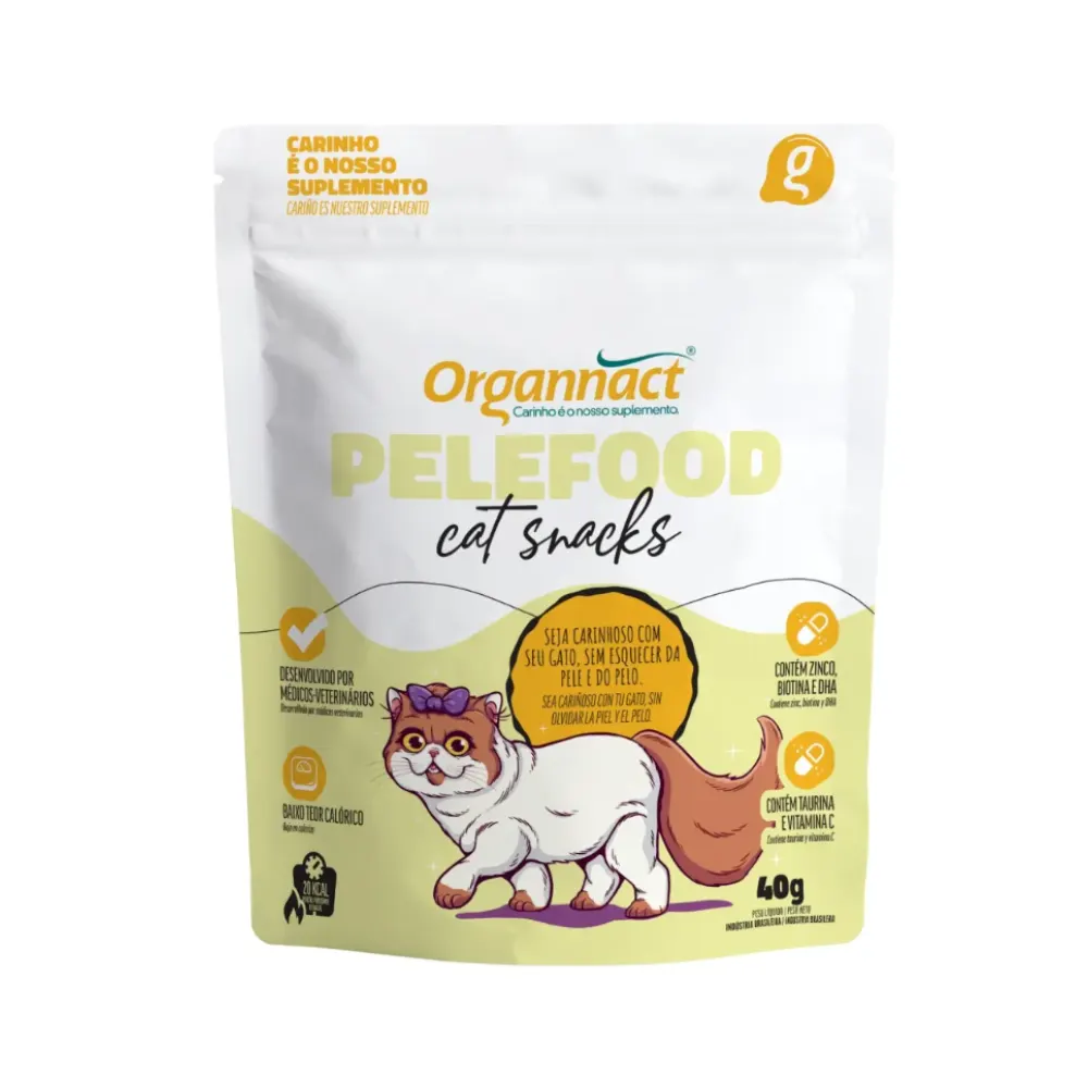 Petisco Organnact Cat Snacks PeleFood para Gatos 40 g