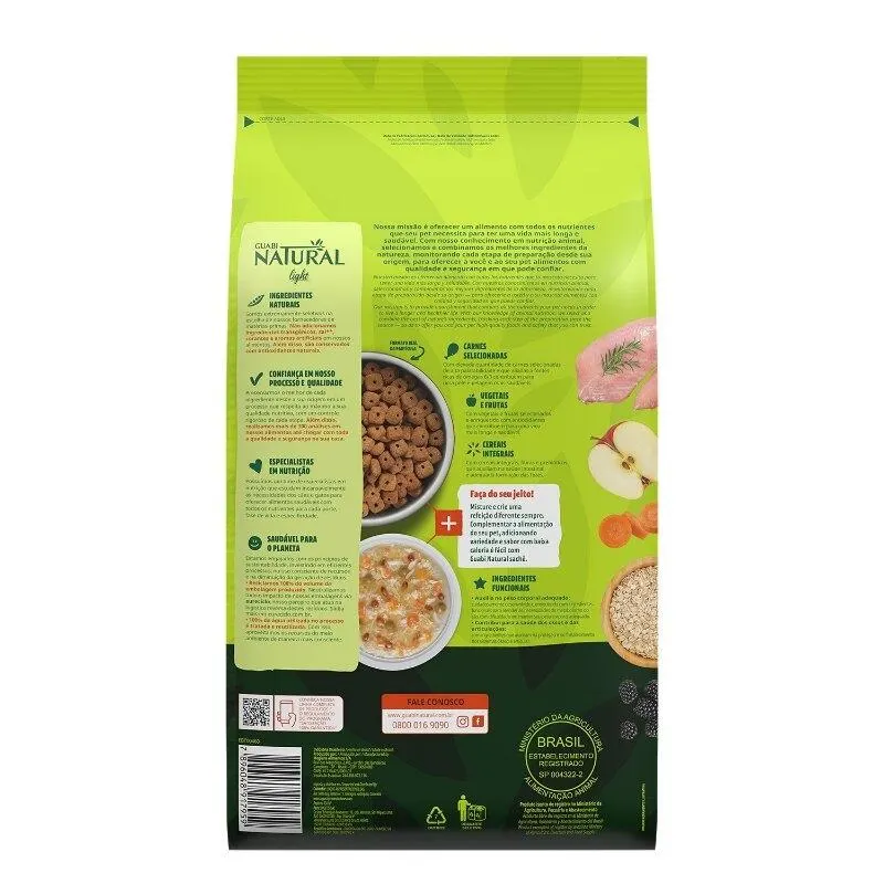 Ração Guabi Natural Cão Adt Light Médio Gde Peru Aveia 12kg